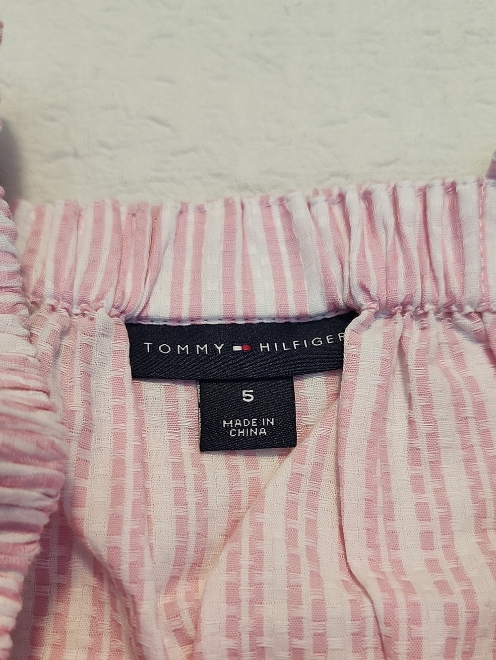 Tommy Hilfiger Girls Pink White Striped Tie Front Top & Ruffled Shorts Set NWT - Picture 5 of 10